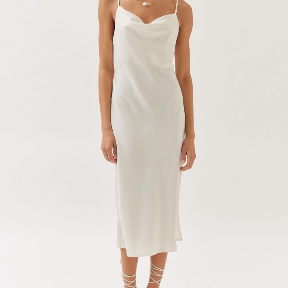 Urban Outfitters Mallory Cowl Neck Midid Slip Dress